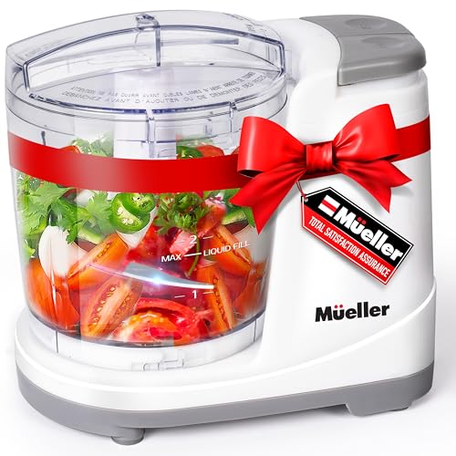 Mueller Electric Food Chopper, Mini Food Processor, 3-cup Mini Chopper, Meat Grinder, Mix, Chop, Mince and Blend Vegetables, Fruits, Nuts, Meats, Stainless Steel Blade, White