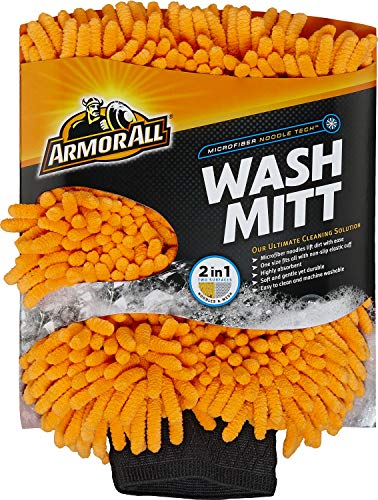 Armor All Microfiber Car Wash Mitt by Armor All, Noodle Tech Car Wash Glove for Clean Cars, Trucks, Motorcycles, 1 Each