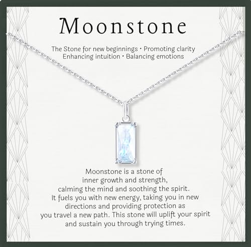 HOPE LOVE SHINE New Beginnings Rainbow Moonstone Sterling Silver Necklace for Women - Gifts for Her - Divorce Gifts for Women, Fertility Necklace, Break Up, Recovery, Retirement