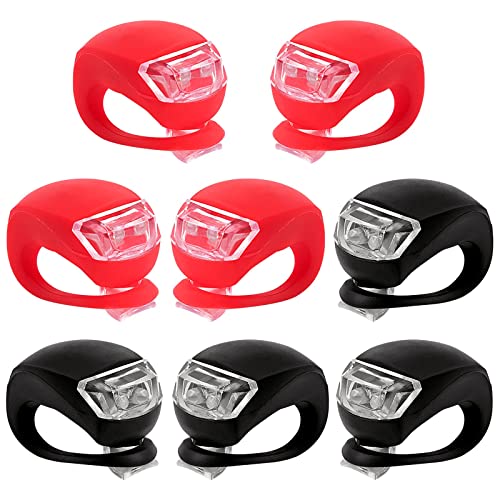 8 Pack Bicycle Light, Silicone LED Bike Light Set, 4 PCS Bike Headlight and 4 Pcs Taillight (Red & White)-Multi-Purpose Waterproof