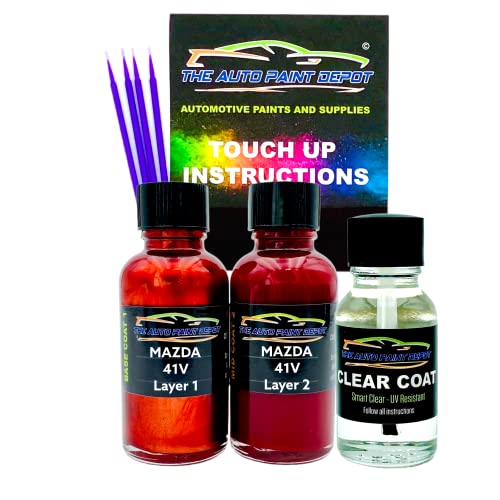 Auto Paint Depot Touch Up Paint for Mazda CX-3,CX-5,CX-9,Mazda3,Mazda3 Sport,Mazda6,Miata,MX-5-Soul Red Tricoat 41V (All Years, All Models) One Ounce with Clear Coat