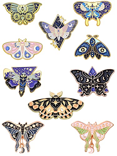 10 Pieces Enamel Pins Set Cute Enamel Backpacks Cool Horror Lapel Brooches Lapel Pins for Steampunk Badge Jewelry for Women (Retro Style)