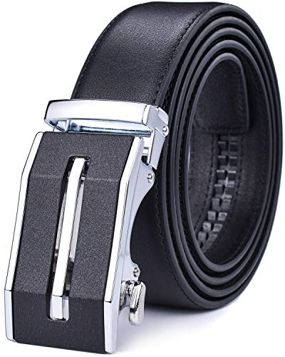 Beltox Men’s Dress Leather Ratchet Slide Belts with Removable Automatic Alloy Buckle 4MM Thick 1 3/8” Wide in Gift Box (Black12, 28'-38' Waist Adjustable)