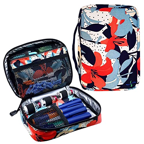 Sugar Medical Insulated Diabetes Organizer | Diabetes Supply Case | Diabetic Care Products | Diabetic Supplies Travel Case | Insulin Pen Carrying Case | Glucose Meter Case | Diabetic Bag (Mod Floral)