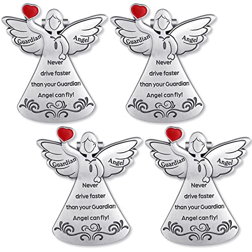 Tallew Guardian Angel Sun Visor Clip Never Drive Faster Fun Car Accessories Car Stuff for Teens Christian Car Visor Clip Angel Visor Clip Religious Gift for Teens, Family, Parent, Friend, Driver (4)