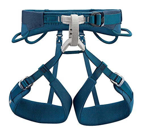 PETZL ADJAMA Unisex Harness - Adjustable Rock and Ice Climbing Harness for Single and Multi-Pitch Climbs - Blue - M