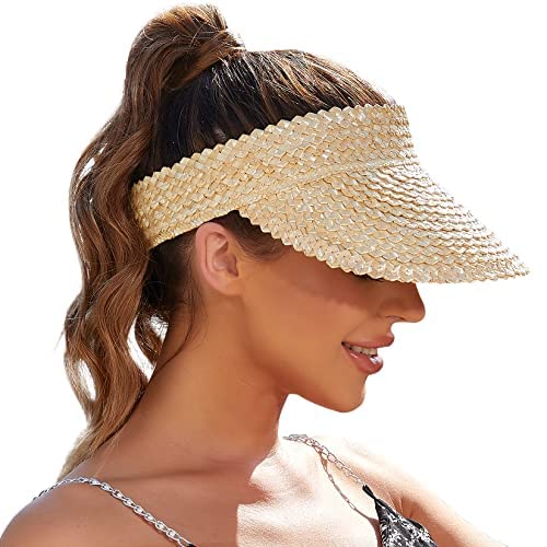 EW East Water Visors for Women, Sun Visors for Women Straw Hats for Women Handmade Sun Hat Womens Packable Beach Hats