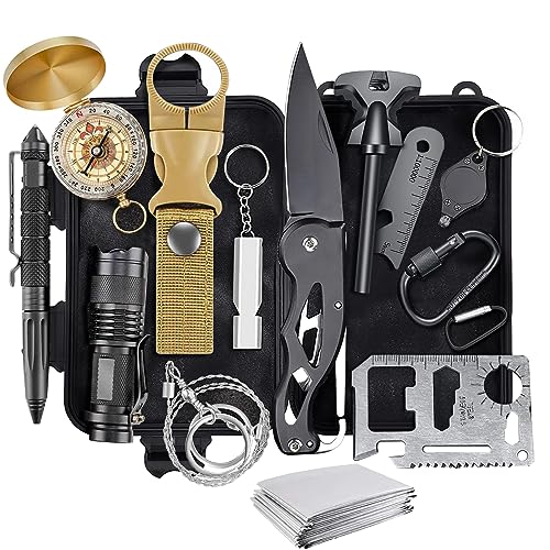 KEPEAK Survival Kit 14 in 1, Survival Gear and Equipment, Stocking Stuffers for Men Husband Father Boy, Emergency Survival Tools Accessories for Camping, Hiking, Outdoor
