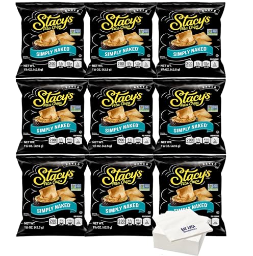 Stacy's Pita Chips 1.5 ounce bags, (Pack of 8) with Bay Area Marketplace Napkins (Simply Naked)