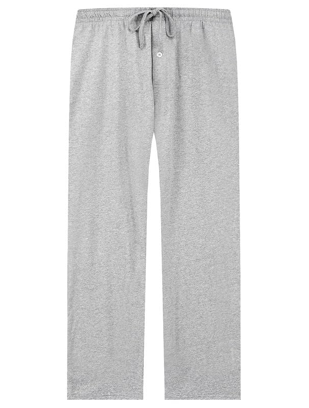 U2SKIIN Mens 100% Cotton Pajama Pants, Lightweight Soft Lounge Pant with Pockets Sleep Pj Bottoms for Men(Light Grey Mel, L)