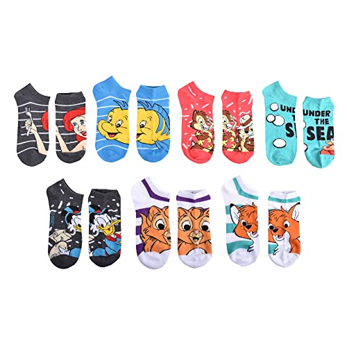 Disney womens No Show Socks, White 80s (7 Pack), One Size US