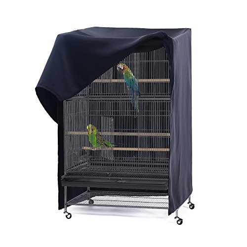 PONY DANCE Pets Product Universal Birdcage Cover Blackout & Breathable Birdcage Cover for Pets' Good Night, Large, Black, 31 L x 21 W x 41 in H