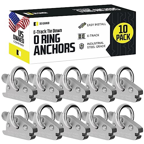 DC Cargo E Track Tie Down Anchors (10 Pack) - Heavy Duty Steel Accessories for Trailer, Motorcycle, Wheel Chock & Equipment