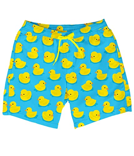 Tipsy Elves Yellow Rubber Ducky Classic Fit 7 Inch Inseam Swim Trunks for Men Size Large
