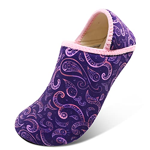 Scurtain Women Slippers Socks Artificial Woolen Slippers for Women with Non-Slip Rubber Women House Shoes Women House Slippers Purple/Paint 8.5-9.5