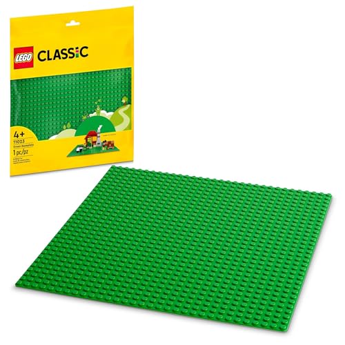 LEGO Classic Green Baseplate, Square 32x32 Stud Foundation to Build, Play, and Display Brick Creations, Great for Grassy Nature Landscapes, 11023