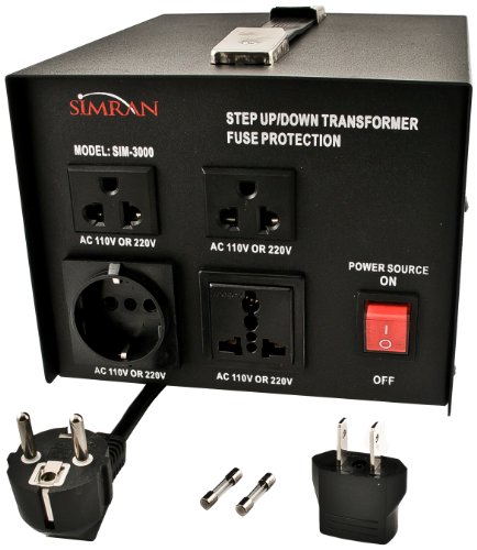 Simran SIM-3000 Step Up Down Voltage Transformer Power Converter, Black