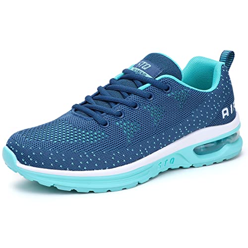 STQ Womens Running Shoes for Women Active Sneakers Workout at Home Shoes Navy Teal, Size 8