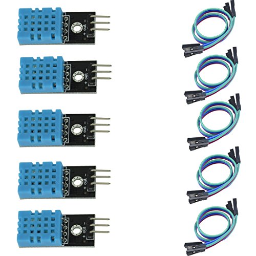 HiLetgo 5pcs DHT11 Temperature Humidity Sensor Module Digital Temperature Humidity Sensor 3.3V-5V Humidity Measure Range 20%-95% Temperature Measure Range 0-50℃ Celsius with Dupont Wires