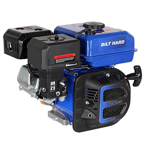BILT HARD 7HP Gas Engine Horizontal Shaft, 212cc 4 Stroke OHV Industrial Grade Replacement Gas Motor, Shaft 3/4' (19mm) Diameter, 2-3/8' Long, 3/16' Keyway
