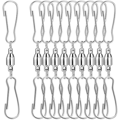 TecUnite 10 Pack Swivel Hooks Clips Smooth Spinning Dual Clip Hanging Windsock Wind Spinners Wind Chimes Crystal Twisters Party Supply