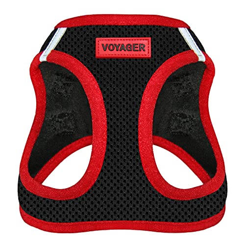 Voyager Step-In Air Dog Harness - All Weather Mesh Step in Vest Harness for Small and Medium Dogs by Best Pet Supplies - Red Trim, Small