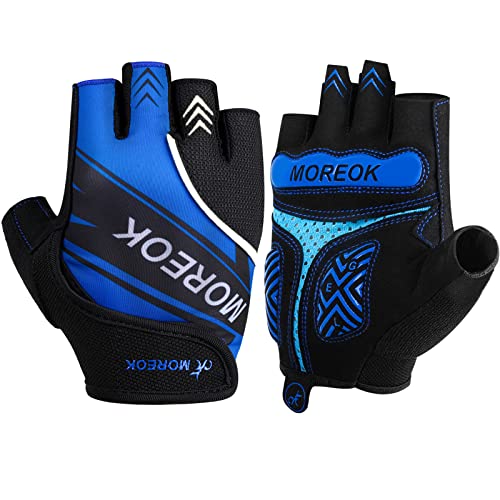BIKINGMOREOK Cycling Gloves Bike Gloves Biking Gloves for Men Women,Half Finger Mountain Bike Gloves Workout Gloves Road Bicycle Gloves with 5MM Anti-Slip Gel Pads-Blue-M