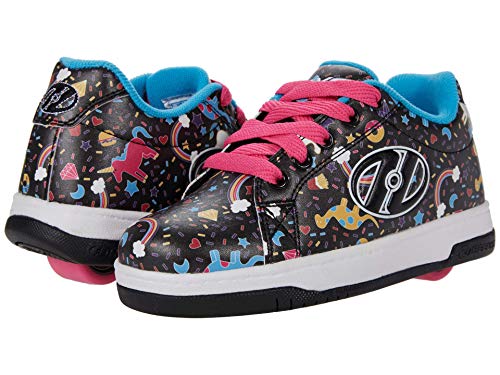 HEELYS Girls Split (Big Kid) Wheeled Heel Shoe, Black/Multi Unicorn, 13