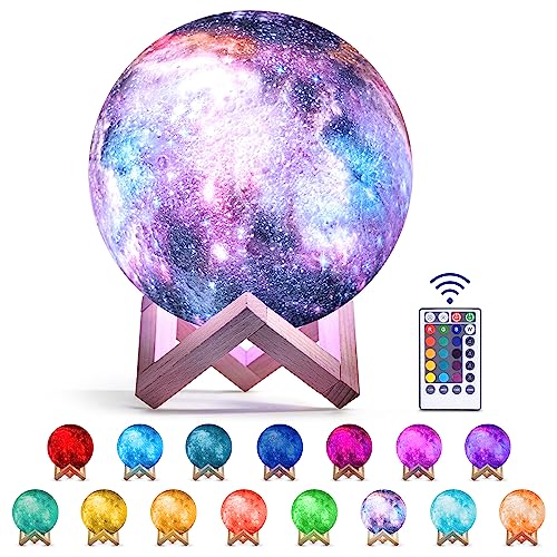 Mind-Glowing Galaxy Moon Lamp - Cool Space Night Light for Kids - Touch/Remote Control, 16 Colors, Stand - Teen Girls Trendy Stuff - Christmas Gifts Ideas for Any Year Old Teenage Girl (4.7 inch)