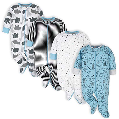 Onesies Brand Baby Boys 4-pack 'N Play Footies And Toddler Sleepers, Blue Elephant, 6-9 Months US
