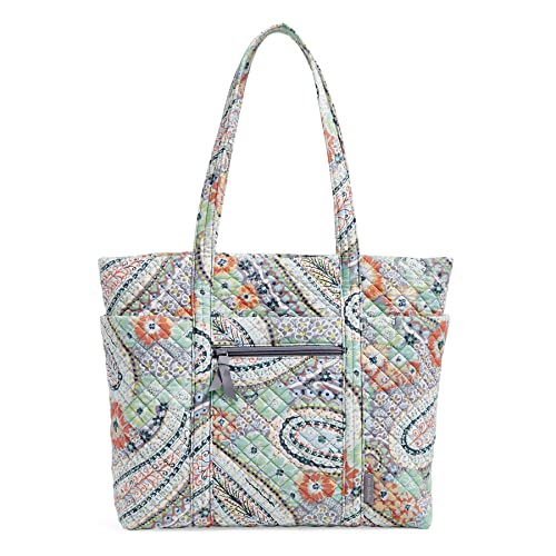 Vera Bradley Women's Cotton Deluxe Vera Tote Bag, Citrus Paisley - Recycled Cotton, One Size