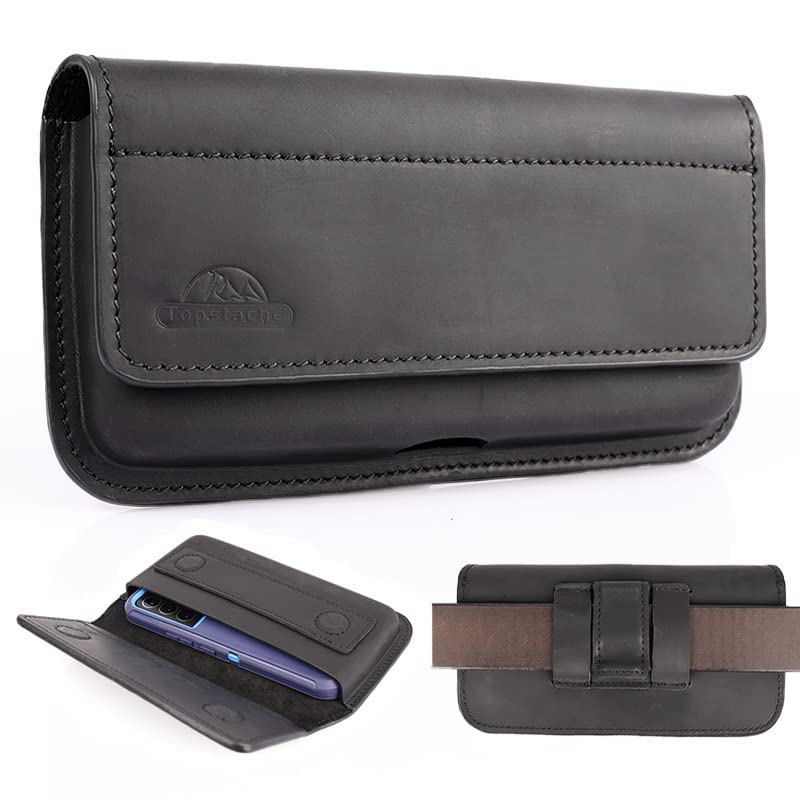 Topstache X-Large Leather Phone Holster,Flip Cell Phone Case with Belt Clip for S23 Ultra S23 Plus,Leather Case for iPhone 14 Pro Max,Universal Smartphone Leather Sheath for Phone with Protective Case