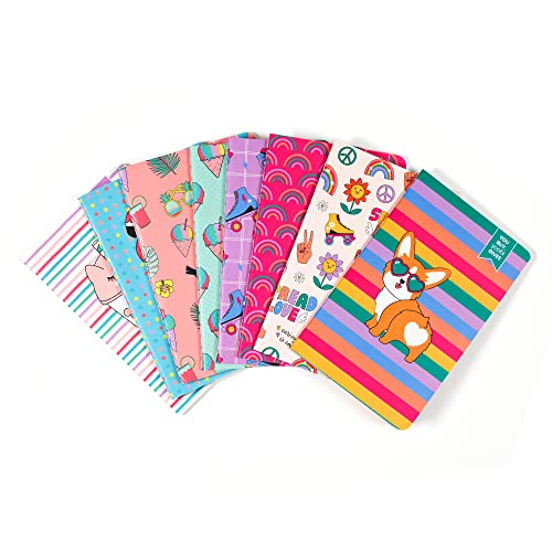 Yoobi Journal Set, Cute Notebook in 8 Fun Prints, Lined Journal Notebook, College Ruled Paper, 35 pages each, Gift Set for Women & Kids, Cute Journals