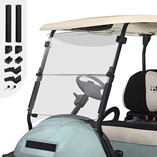 10L0L Golf Cart Windshield for Club Car Precedent Gas or Electric(04-Up), Clear/Tinted Fold Down Windshield Anti-UV Impact Resistant - 37.25'W X 32.5'H