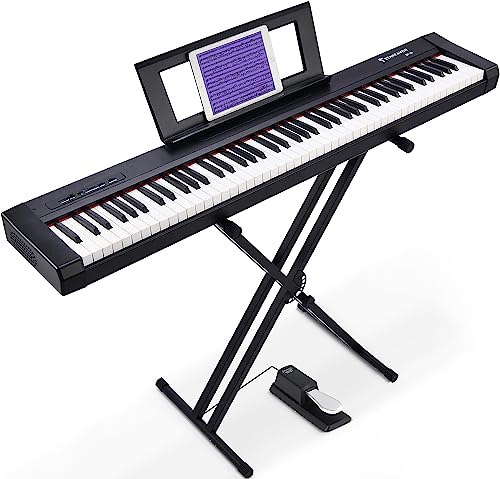 Starfavor 88 Key Digital Piano Beginner Electric Keyboard Full Size with Semi-Weighted Velocity-Sensitive Keys Dual 20W Speakers SP-10 Bundle include Sustain Pedal, Power Supply, Stand, Piano Stickers