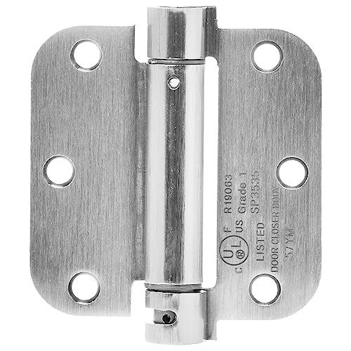 Amazon Basics Self-Closing Door Hinge, 3.5 Inch x 3.5 Inch, 1 Piece, Satin Nickel