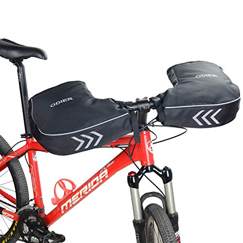 ODIER Bike Handlebar Mitts Fleece Liner Winter Fat Bike Mittens Extreme Cold Weather MTB Bicycle Commuter Bike Pogies Waterproof (Polar Fleece Liner Mitt)