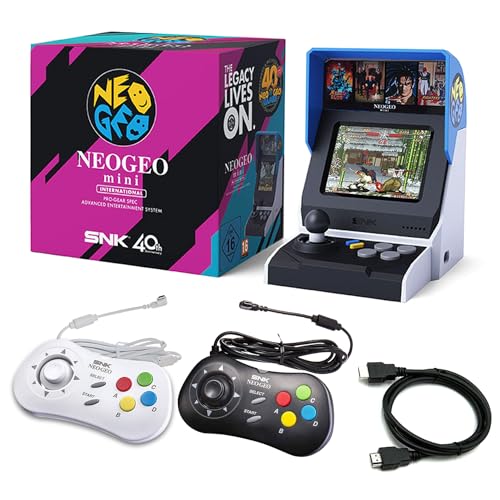 SNK Neo Geo Mini International Arcade with Black and White Controller[Included HDMI Cable], 40 Pre-Loaded Classic SNK Games: The King of The Fighters / Metal Slug and More
