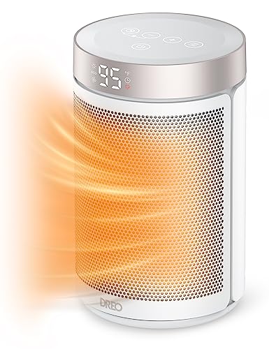 Dreo Space Heaters for Indoor Use, Portable Heater with Thermostat, 1-12H Timer, Eco Mode and Fan Mode, 1500W PTC Ceramic Fast Safety Heat for Office Bedroom Home, White