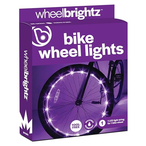 Brightz WheelBrightz LED Bike Wheel Light, Purple – Pack of 1 Tire Light – Bike Wheel Lights Front and Back for Night Riding – Battery Powered Bike Lights for Boys Girls Kids Gift Present