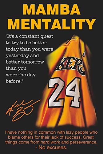 KOB Black Mamba Inspirational Quotes Poster, Black Mamba Mentality Wall Art Decor, KB Jersey Canvas Art Poster for Man Cave Boys Room Office Decor, A Gift for Dear Kb Basketball Fans,16'x24'-Unframed