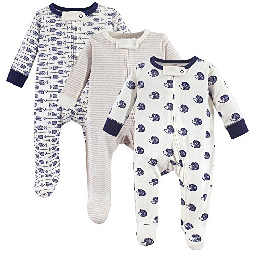Touched by Nature unisex baby Organic Cotton and Play Sleepers, Hedgehog, 0-3 Months US