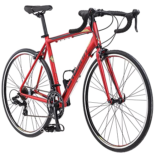 Schwinn Volare 1400 Drop Style Hybrid Sports Road Bike, Men and Women, 14-Speed, 700c Wheels, 21-Inch Aluminum Frame, Alloy Linear Pull Brakes, Red