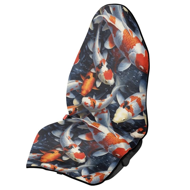 Semiouray Japanese Koi Carp Fish Print Car Anti-Slip Seat Cover Watercolor Fishs for Gym Workout Running Swimming Beach and Hiking Easy to Install for Car Truck SUV