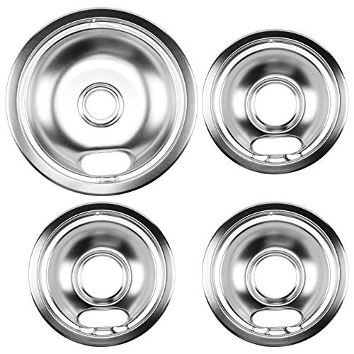 Cenipar W10196405 Range 8 inch drip bowl &W10196406 Range 6 inch drip bowl(3 Pack) chrome plated for Electric Surface Burner