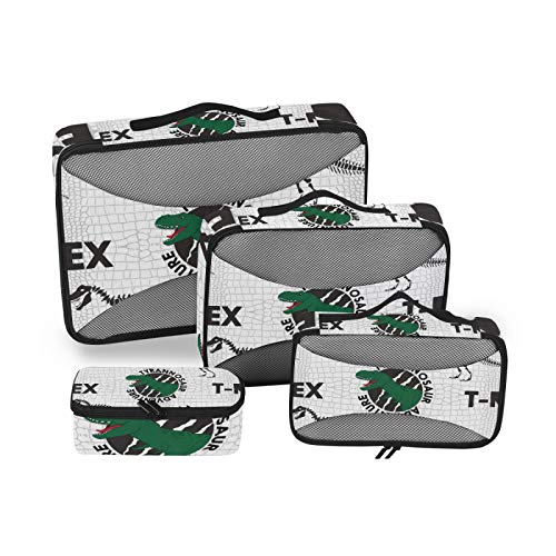 T Rex Dinosaur Packing Storage Bag 4-Pcs Travel Organizer Accessories Storage Bag with Toiletry Bags(6ri2a)