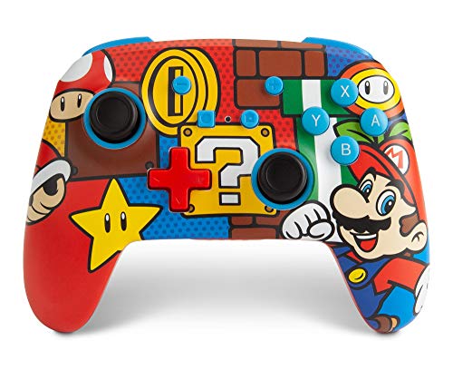 PowerA Enhanced Wireless Nintendo Switch Controller - Mario Pop, Rechargeable Switch Pro Controller, Immersive Motion Control and Advanced Gaming Buttons, Officially Licensed by Nintendo
