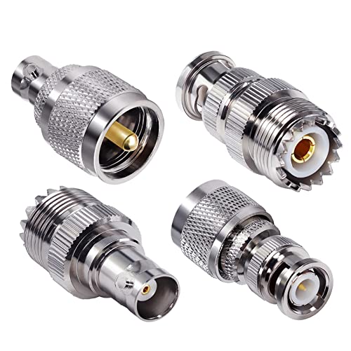 TUOLNK 4pcs PL259 SO239 to BNC Adapter Coax Cable Connector, BNC to UHF Adapter Kit Male to Female Cable Gender Changers Coaxial Connector Kit for CB Radio,Radio,Antennas,Extension Coax Cable