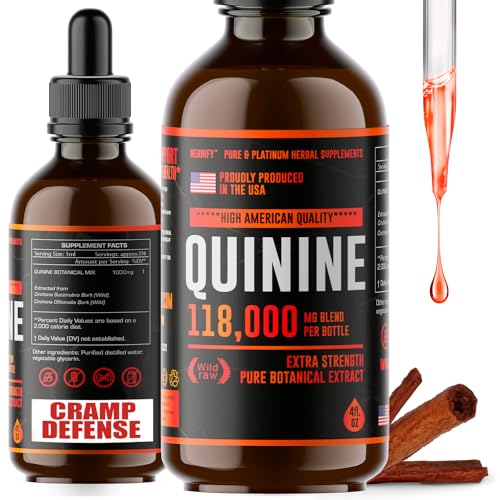 HERBIFY Quinine Tincture - Quinine Liquid Extract for Healthy Digestion - Quinine Cinchona Supplement for Better Absorption - US Made Product - for Men & Women 4oz (120ml)
