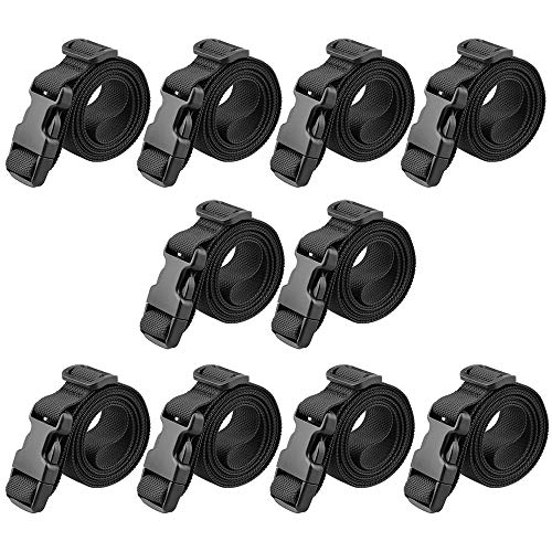 MAGARROW 24' 40' 60' Strap Buckle Packing Straps Adjustable 1-Inch Belt Rope (Set of 10) (Black, 1' Wide - 60' Long)